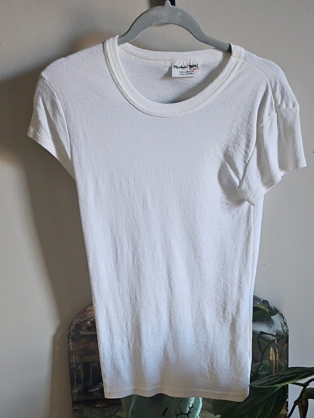 Michael Stars White Crewneck Tee with Logo Tag